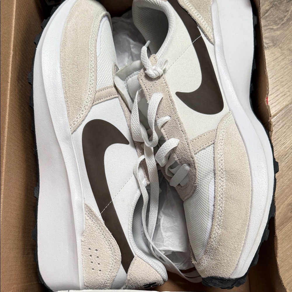 Nike White and Tan Athletic Shoes